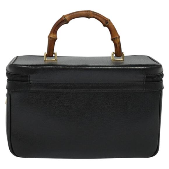 GUCCI Bamboo Hand Bag Leather Black Gold 013 2122 013 2122 - Picture 3 of 16